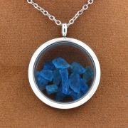 Raw neon blue Apatite necklace.