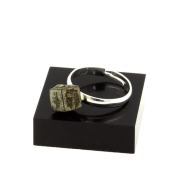 Silver Plated raw Pyrite Ring. 14.20 ct.