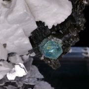 AQUAMARINE on MUSCOVITE and ALBITE - Pakistan