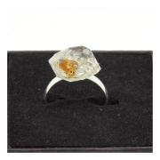 Silver Plated raw petroleum Quartz Ring. 14.52 ct.