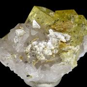 Fluorite, quartz, calcite, siderite