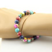 Yellow Pink Jasper + Blue Orange Jasper + Blue Jasper + Red Green Jasper Bracelet 8 mm Beads.