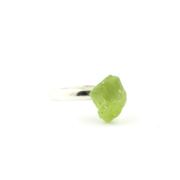 Silver Plated raw Peridot Ring. 11.29 ct.