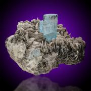 Aquamarine  on Muscovite