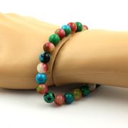 Watermelon Tourmaline + Chrysocolla Bracelet 8 mm Beads.