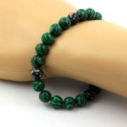 Malachite + Snowflake Obsidian Bracelet 8 mm Beads.