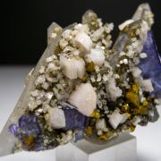 Fluorite, Chalcopyrite on Quartz