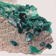 Dioptase on Dolomite with Malachite