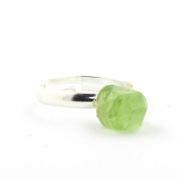 Silver Plated raw Peridot Ring. 11.88 ct.