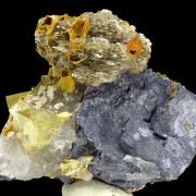 Fluorite, baryte, quartz, siderite, galena