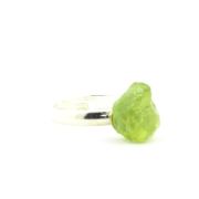 Silver Plated raw Peridot Ring. 11.29 ct.