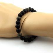 Matte Black Onyx + Pyrite from South Africa Bracelet 8 mm Beads.