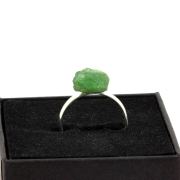 Silver Plated raw Tsavorite Garnet Ring. 10.67 ct.