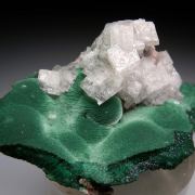 Calcite on Malachite