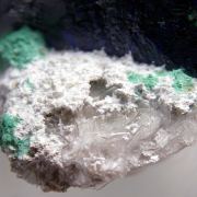 Azurite on Barite with Malachite