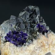 Azurite on Quartz