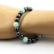 Amazonite + Hematite Bracelet 8 mm Beads.