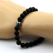 Matte Black Onyx + Hematite Bracelet 8 mm Beads.