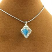 Raw neon blue Apatite necklace.