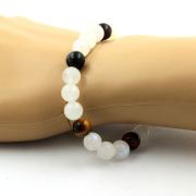 Multicolor Tiger's Eye + Moonstone Bracelet 8 mm Beads.