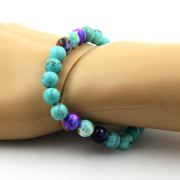 Turquoise + Blue Purple Jasper + Blue Jasper + Blue Orange Jasper Bracelet 8 mm Beads.