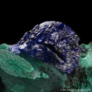 Azurite on chatoyant Malachite