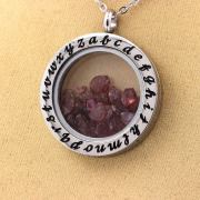 Raw Rhodolite Garnet necklace.