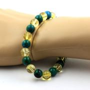 Chrysocolla + Citrine Bracelet 8 mm Beads.