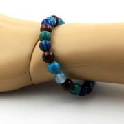 Red Tiger's Eye + Chrysocolla + Blue Banded Agate Bracelet 8 mm Beads.