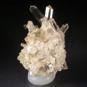 Analcime with Calcite and Prehnite on Quartz