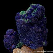 Azurite, with Malachite and Goethite, on Quartz