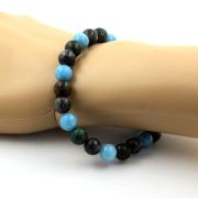 Blue Chalcedony + Labradorite + African Turquoise Bracelet 8 mm Beads.