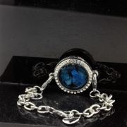 Raw neon blue Apatite strap Medallion 25mm model.