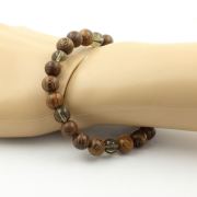 Smoky Quartz + wood Bracelet 8 mm Beads.