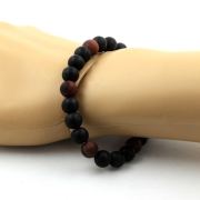 Matte Red Tiger's Eye + Matte Black Onyx Bracelet 8 mm Beads.