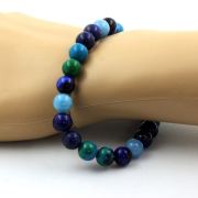 Blue Tiger's Eye + Blue Chalcedony + Lapis Lazuli + Chrysocolla Bracelet 8 mm Beads.