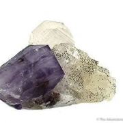 Calcite (Twinned) on Amethyst With Pyrite