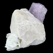 Spodumene /(var: “Kunzite”)/ with Tourmaline and Microlite on Microcline