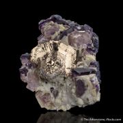 Pyrrhotite on Fluorite with Calcite