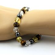 Tiger's Eye + Citrine + Quartz + Hematite Bracelet 8 mm Beads.