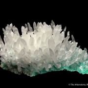 Aragonite on Cuprian Adamite