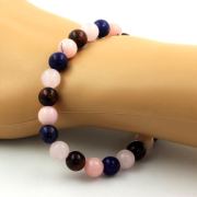 Rose Quartz + Red Tiger Eye + Lapis Lazuli + Pink Opal Bracelet 8 mm Beads.