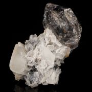 Quartz on Calcite with Anthraxolite (petroleum)