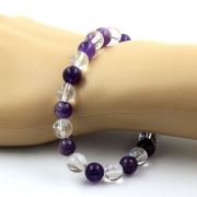 Amethyst + Quartz Bracelet 8 mm Beads.