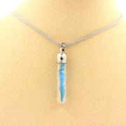 Raw neon blue Apatite necklace.