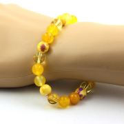 Citrine + Yellow Agate + Yellow Sardonyx + Purple Yellow Jasper Bracelet 8 mm Beads.