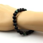 Black Agate + Emerald from Zambia Bracelet 8 mm Beads.