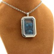 Raw neon blue Apatite necklace.