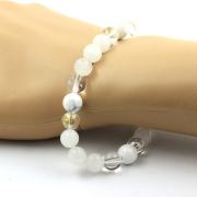 Moonstone + Quartz + Howlite + Titanium Quartz Bracelet 8 mm Beads.