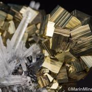 Pyrite, quartz on Sphalerite